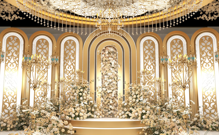 云县香槟色调婚礼堂效果展示